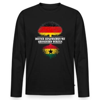 Deutsch mit ghanaischen Wurzeln - Männer Premium Bio Langarmshirt - Schwarz - Vorne - Nico (187cm)