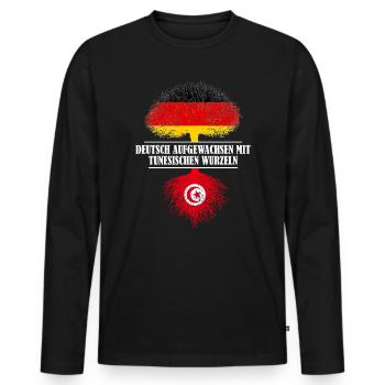 Deutsch mit tunesischen Wurzeln - Männer Premium Bio Langarmshirt - Schwarz - Vorne - Nico (187cm)