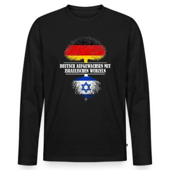 Deutsch mit israelischen Wurzeln - Männer Premium Bio Langarmshirt - Schwarz - Vorne - Nico (187cm)