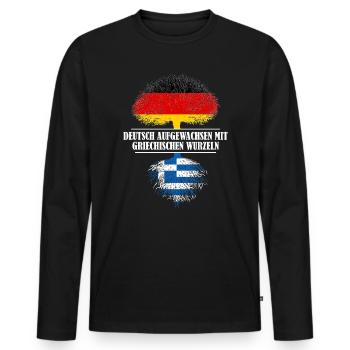 Deutsch mit griechischen Wurzeln - Männer Premium Bio Langarmshirt - Schwarz - Vorne - Nico (187cm)