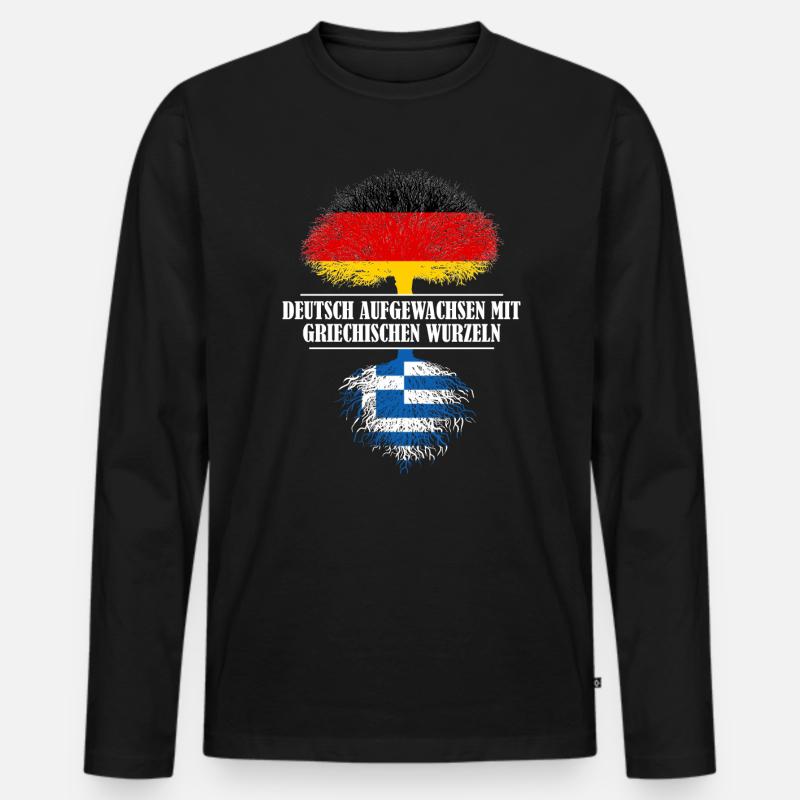 Deutsch mit griechischen Wurzeln - Männer Premium Bio Langarmshirt - Schwarz