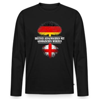 Deutsch mit georgischen Wurzeln - Männer Premium Bio Langarmshirt - Schwarz - Vorne - Nico (187cm)