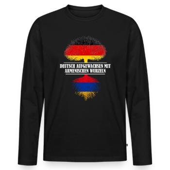 Deutsch mit armenischen Wurzeln - Männer Premium Bio Langarmshirt - Schwarz - Vorne - Nico (187cm)