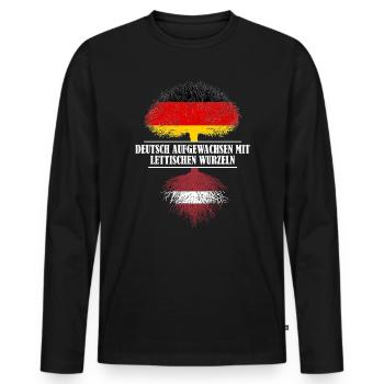 Deutsch mit lettischen Wurzeln - Männer Premium Bio Langarmshirt - Schwarz - Vorne - Nico (187cm)