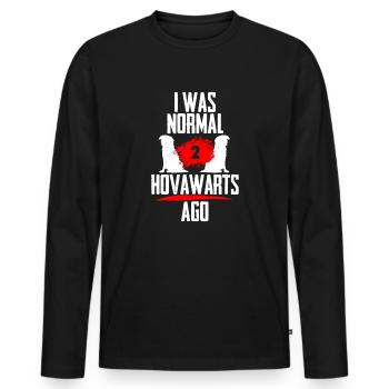 Ich war normal 2 Hovawarts voher - Männer Premium Bio Langarmshirt - Schwarz - Vorne - Nico (187cm)