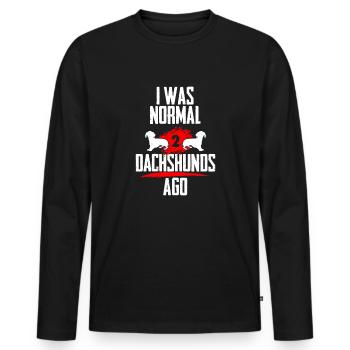 Ich war normal 2 Dackel voher - Männer Premium Bio Langarmshirt - Schwarz - Vorne - Nico (187cm)
