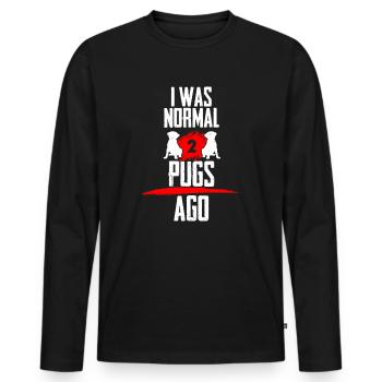 Ich war normal 2 Mopse voher - Männer Premium Bio Langarmshirt - Schwarz - Vorne - Nico (187cm)