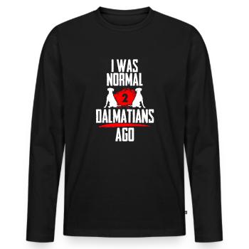 Ich war normal 2 Dalmatiner voher - Männer Premium Bio Langarmshirt - Schwarz - Vorne - Nico (187cm)