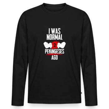 J’étais normal 2 Pékinois avant - T-shirt manches longues Premium bio Homme - noir - Devant - Nico (187cm)