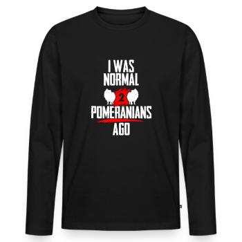 Ich war normal 2 Pomeranians voher - Männer Premium Bio Langarmshirt - Schwarz - Vorne - Nico (187cm)