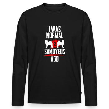 I was normal 2 Samojedes before - Men's Premium Organic Long Sleeve Shirt - black - Front - Nico (187cm)