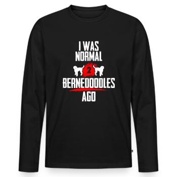 Ich war normal 2 Bernedoodles voher - Männer Premium Bio Langarmshirt - Schwarz - Vorne - Nico (187cm)