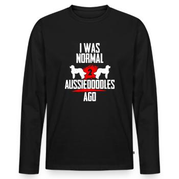 J’étais normal 2 Aussiedoodles avant - T-shirt manches longues Premium bio Homme - noir - Devant - Nico (187cm)