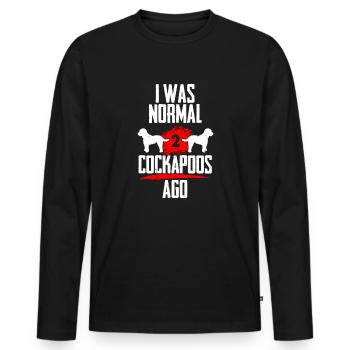 Ich war normal 2 Cockapoos voher - Männer Premium Bio Langarmshirt - Schwarz - Vorne - Nico (187cm)