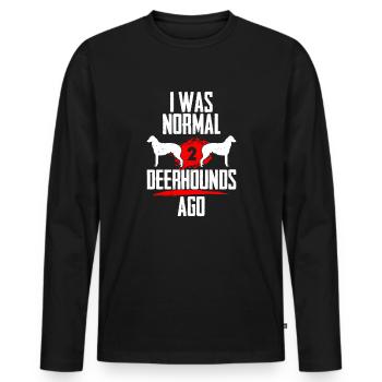 Ich war normal 2 Deerhounds voher - Männer Premium Bio Langarmshirt - Schwarz - Vorne - Nico (187cm)