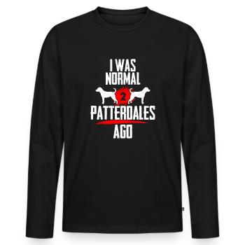 Ich war normal 2 Patterdales voher - Männer Premium Bio Langarmshirt - Schwarz - Vorne - Nico (187cm)