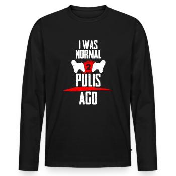 J’étais normal 2 Pulis avant - T-shirt manches longues Premium bio Homme - noir - Devant - Nico (187cm)