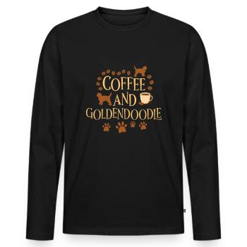 Café et Goldendoodle - T-shirt manches longues Premium bio Homme - noir - Devant - Nico (187cm)