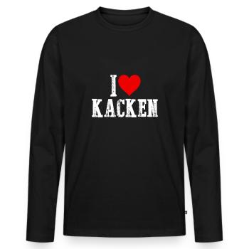 I love kacken - Männer Premium Bio Langarmshirt - Schwarz - Vorne - Nico (187cm)