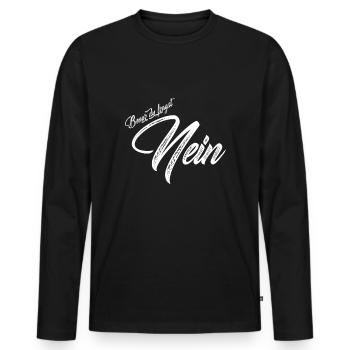 Bevor du fragst nein - Männer Premium Bio Langarmshirt - Schwarz - Vorne - Nico (187cm)