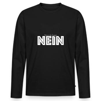 Bevor du fragst nein - Männer Premium Bio Langarmshirt - Schwarz - Vorne - Nico (187cm)