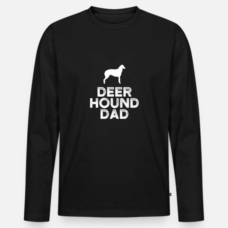 Deerhound Papa - Männer Premium Bio Langarmshirt - Schwarz
