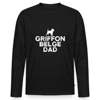 Griffon Belge Papa - T-shirt manches longues Premium bio Homme - noir - Devant - Nico (187cm)