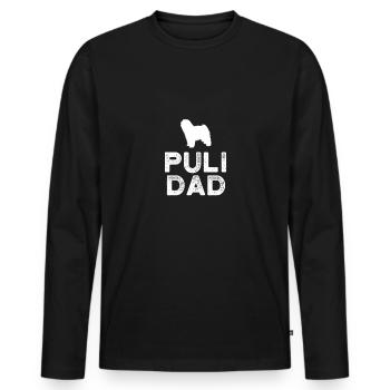 Puli Papa - T-shirt manches longues Premium bio Homme - noir - Devant - Nico (187cm)