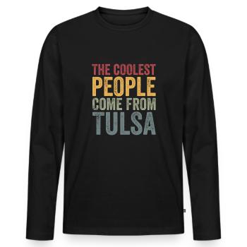 Les gens les plus cool viennent de Tulsa - T-shirt manches longues Premium bio Homme - noir - Devant - Nico (187cm)