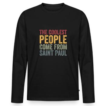 Coolest people come from Saint Paul - Männer Premium Bio Langarmshirt - Schwarz - Vorne - Nico (187cm)