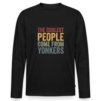 Coolest people come from Yonkers - Männer Premium Bio Langarmshirt - Schwarz - Vorne - Nico (187cm)