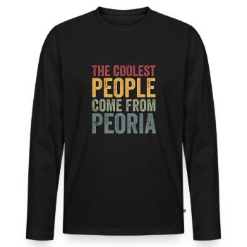Les gens les plus cool viennent de Peoria - T-shirt manches longues Premium bio Homme - noir - Devant - Nico (187cm)