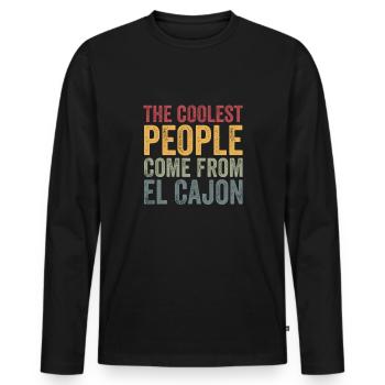 Coolest people come from El Cajon - Männer Premium Bio Langarmshirt - Schwarz - Vorne - Nico (187cm)
