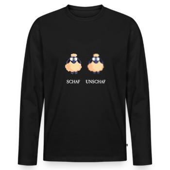 Schaf unschaf - Männer Premium Bio Langarmshirt - Schwarz - Vorne - Nico (187cm)