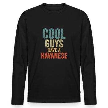 Cool Guys have a havanese - Männer Premium Bio Langarmshirt - Schwarz - Vorne - Nico (187cm)