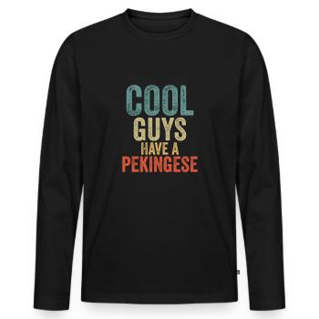 Cool Guys a un pékinois - T-shirt manches longues Premium bio Homme - noir - Devant - Nico (187cm)