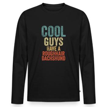 Les Cool Guys ont un teckel rugueux - T-shirt manches longues Premium bio Homme - noir - Devant - Nico (187cm)