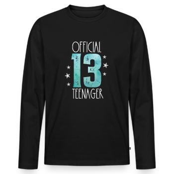 Officiel 13 adolescents - T-shirt manches longues Premium bio Homme - noir - Devant - Nico (187cm)