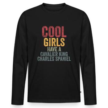 Les filles cool ont un épagneul cavalier king charles - T-shirt manches longues Premium bio Homme - noir - Devant - Nico (187cm)