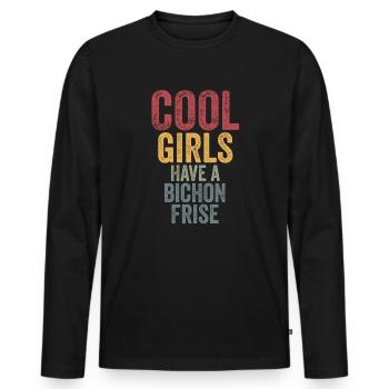 Les filles cool ont une frite de bichon - T-shirt manches longues Premium bio Homme - noir - Devant - Nico (187cm)