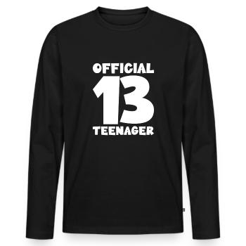 Officiel 13 adolescents - T-shirt manches longues Premium bio Homme - noir - Devant - Nico (187cm)