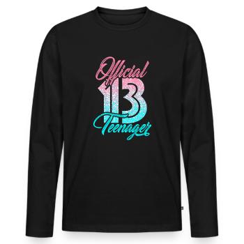 Officiel 13 adolescents - T-shirt manches longues Premium bio Homme - noir - Devant - Nico (187cm)