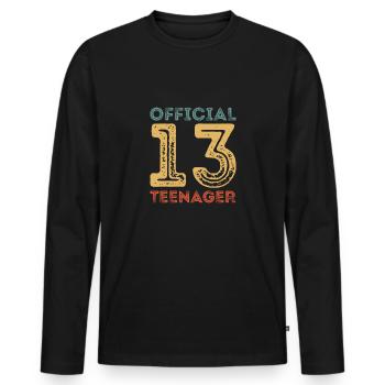 Officiel 13 adolescents - T-shirt manches longues Premium bio Homme - noir - Devant - Nico (187cm)