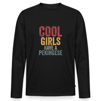 Les filles cool ont un pékinois - T-shirt manches longues Premium bio Homme - noir - Devant - Nico (187cm)