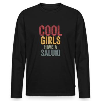 Les filles cool ont un saluki - T-shirt manches longues Premium bio Homme - noir - Devant - Nico (187cm)