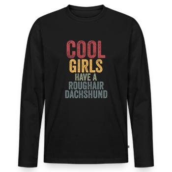 Les filles cool ont un teckel rugueux - T-shirt manches longues Premium bio Homme - noir - Devant - Nico (187cm)