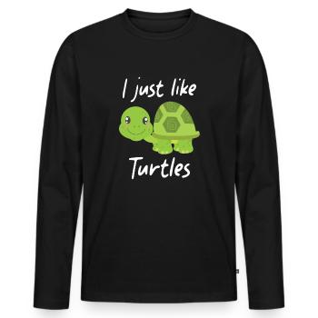 I just like turtles water turtle - Männer Premium Bio Langarmshirt - Schwarz - Vorne - Nico (187cm)