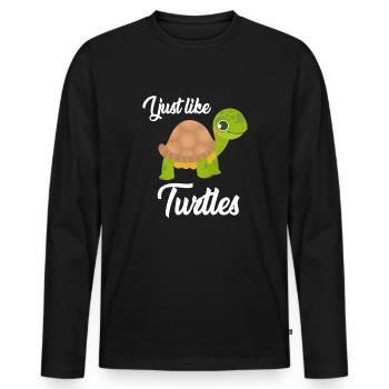 I just like turtles water turtle - Männer Premium Bio Langarmshirt - Schwarz - Vorne - Nico (187cm)