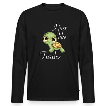 I just like turtles water turtle - Männer Premium Bio Langarmshirt - Schwarz - Vorne - Nico (187cm)