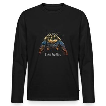 I like turtles 4 water turtle - Männer Premium Bio Langarmshirt - Schwarz - Vorne - Nico (187cm)